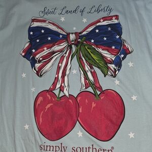 Simply Southern Patriotic Bow and Cherry Tee - Blue and Red